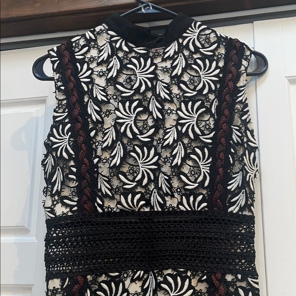 Self-Portrait Black and White Sheath Midi Dress Mock Neck - Picture 2 of 9